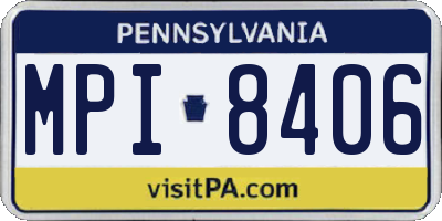 PA license plate MPI8406