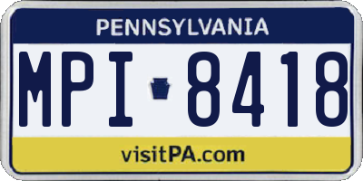 PA license plate MPI8418
