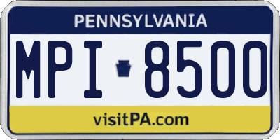 PA license plate MPI8500