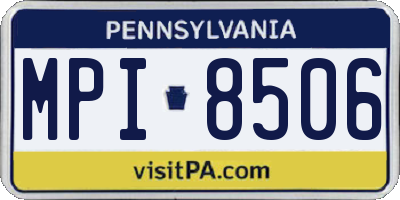 PA license plate MPI8506