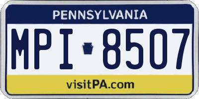 PA license plate MPI8507
