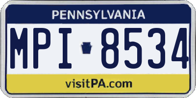 PA license plate MPI8534