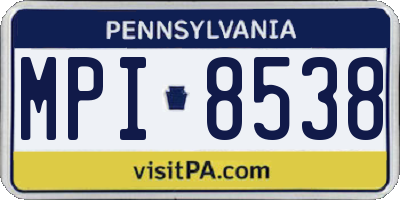 PA license plate MPI8538