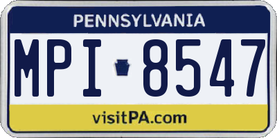 PA license plate MPI8547