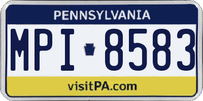PA license plate MPI8583