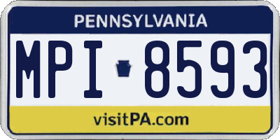 PA license plate MPI8593