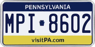 PA license plate MPI8602