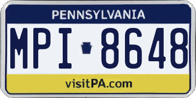 PA license plate MPI8648