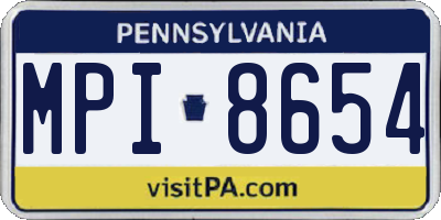 PA license plate MPI8654