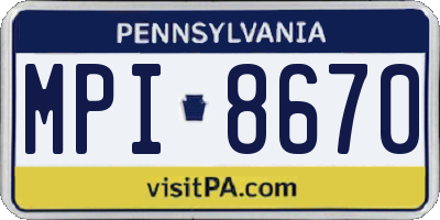 PA license plate MPI8670