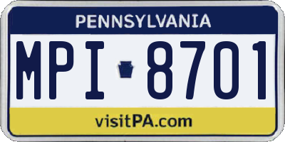 PA license plate MPI8701