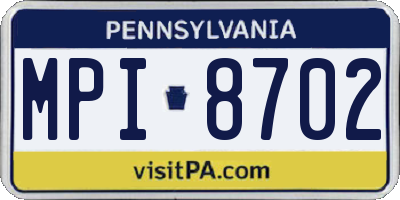 PA license plate MPI8702
