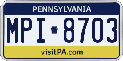 PA license plate MPI8703