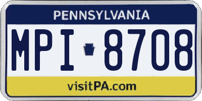 PA license plate MPI8708