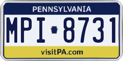 PA license plate MPI8731