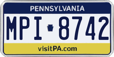 PA license plate MPI8742