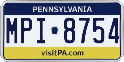 PA license plate MPI8754