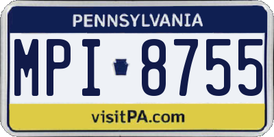 PA license plate MPI8755