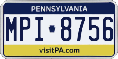 PA license plate MPI8756