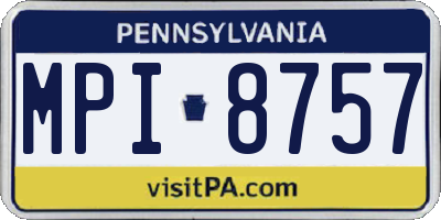 PA license plate MPI8757
