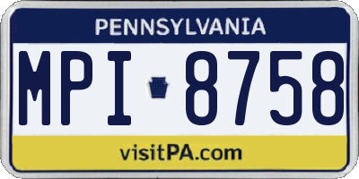 PA license plate MPI8758