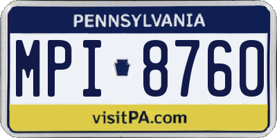 PA license plate MPI8760