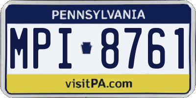 PA license plate MPI8761