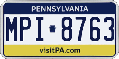 PA license plate MPI8763
