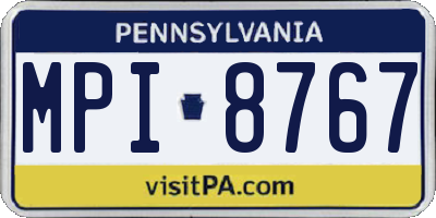 PA license plate MPI8767