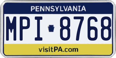 PA license plate MPI8768