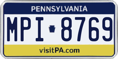 PA license plate MPI8769
