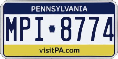 PA license plate MPI8774