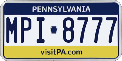 PA license plate MPI8777