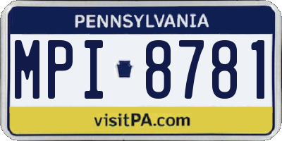 PA license plate MPI8781
