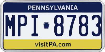 PA license plate MPI8783