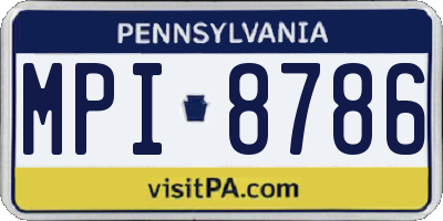 PA license plate MPI8786