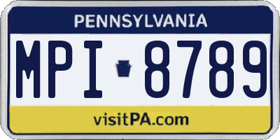 PA license plate MPI8789