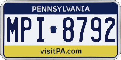 PA license plate MPI8792