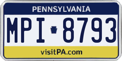 PA license plate MPI8793