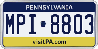 PA license plate MPI8803