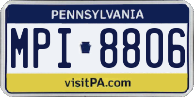 PA license plate MPI8806