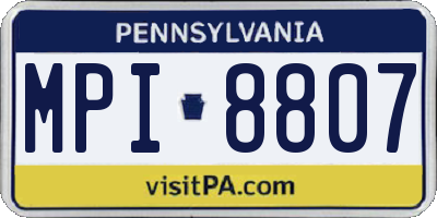 PA license plate MPI8807