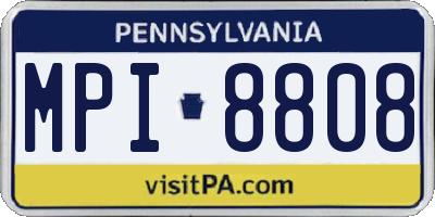 PA license plate MPI8808