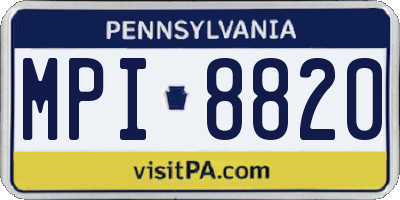 PA license plate MPI8820