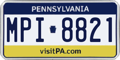 PA license plate MPI8821