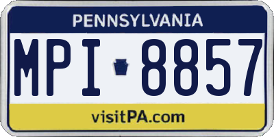 PA license plate MPI8857