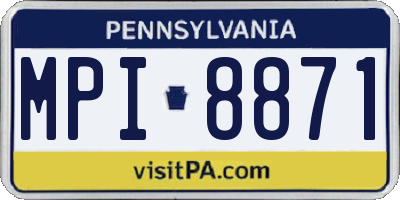 PA license plate MPI8871