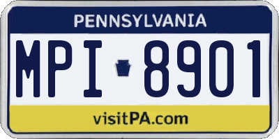 PA license plate MPI8901