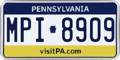 PA license plate MPI8909