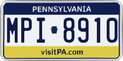 PA license plate MPI8910